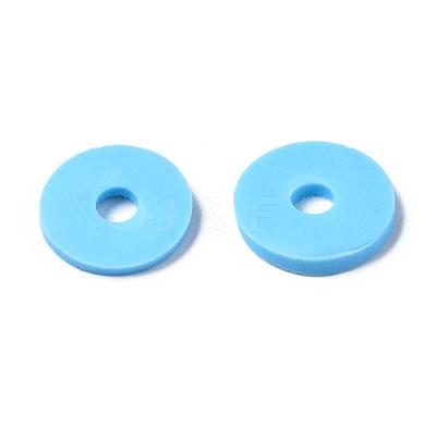 Flat Round Handmade Polymer Clay Beads CLAY-R067-12mm-36-1