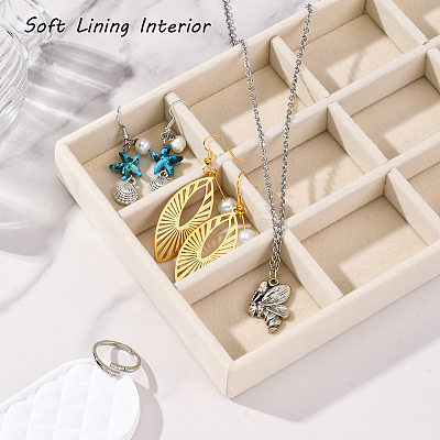 12 Grids Rectangle Wood Covered with Velvet Jewelry Trinket Display Trays AJEW-WH20054-062F-01-1