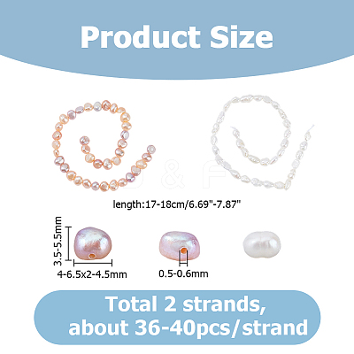 2 Strands 2 Styles Natural Cultured Freshwater Pearl Beads Strands PEAR-HS0001-25B-1