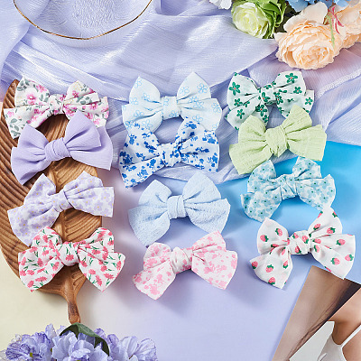 4Bags 4 Colors Cloth Bowknot Alligator Hair Clips PHAR-TA0001-20-1