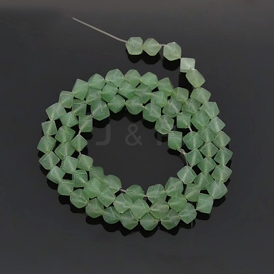 Cube Natural Green Aventurine Beads Strands G-N0154-38-1