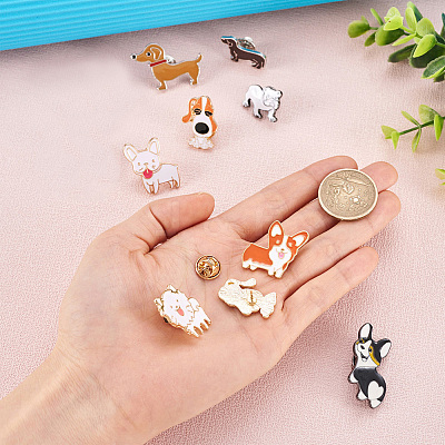 15Pcs 15 Style Puppy Dog Enamel Pins JEWB-YS0001-13-1