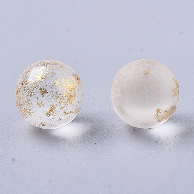 Transparent Spray Painted Frosted Glass Beads GLAA-N035-05A-02-1