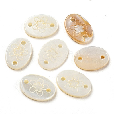 Natural Freshwater Shell Connector Charms SHEL-Q026-01-1
