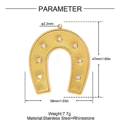 304 Stainless Steel with Crystal Rhinestone Pendants RB-OY001-59G-1