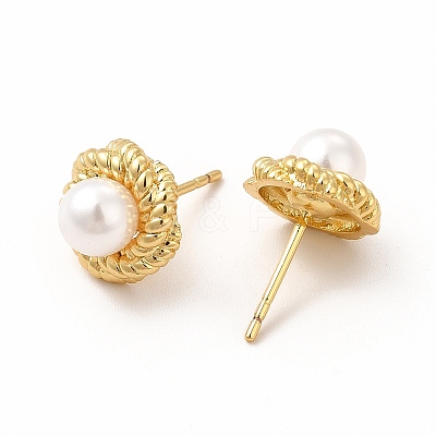 Rack Plating Brass Stud Earrings for Women EJEW-H091-19G-1
