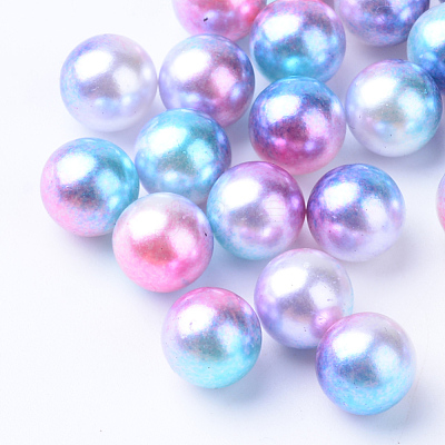 Rainbow Acrylic Imitation Pearl Beads OACR-R065-10mm-A02-1