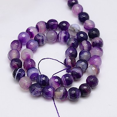 Natural Striped Agate/Banded Agate Beads Strands G-G581-8mm-21-1