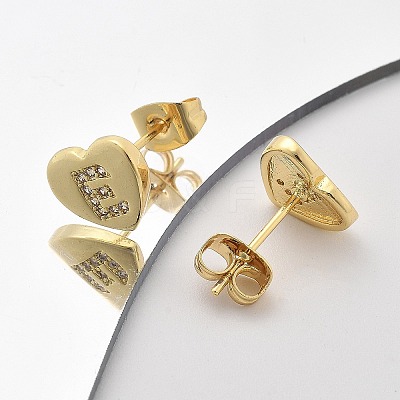 Rack Plating Brass Micro Pave Clear Cubic Zirconia Stud Earrings EJEW-K299-01G-E-1