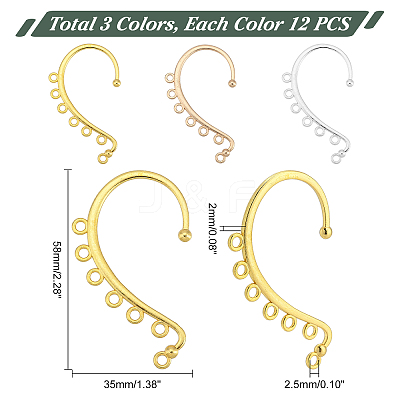 36Pcs 3 Colors Alloy Ear Cuff Findings FIND-PH0004-42-1