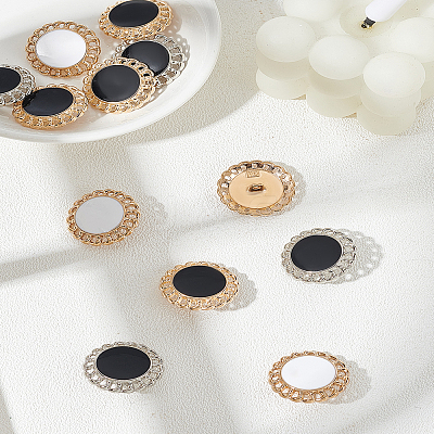 12Pcs 3 Colors 1-Hole Zinc Alloy Shank Buttons BUTT-LP0001-78-1