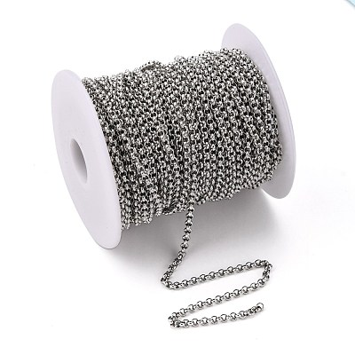 Tarnish Resistant 304 Stainless Steel Rolo Chains STAS-O076-02-1