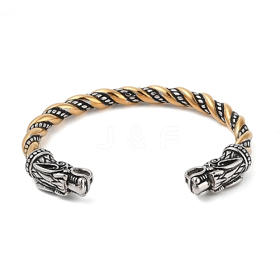 Ion Plating(IP) 304 Stainless Steel Viking Open Cuff Bangles for Men BJEW-U001-04B-G-1
