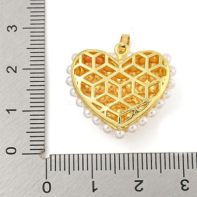 Rack Plating Brass & ABS Plastic Imitation Pearl Pendants KK-N255-03E-G-RS-1