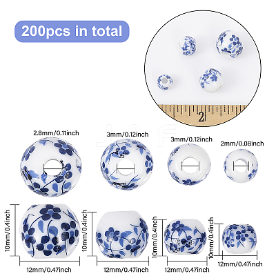 200Pcs 4 Styles Handmade Porcelain Beads PORC-CA0001-13-1