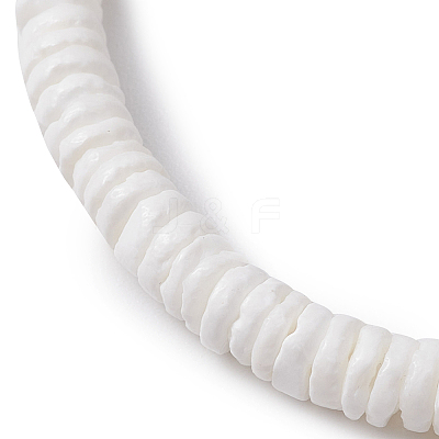 Disc Natural Shell Beaded Stretch Bracelets for Women BJEW-JB10312-01-1
