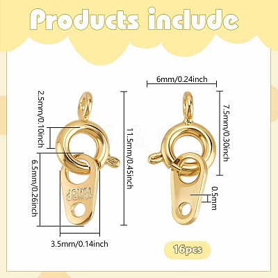 16Pcs Brass Spring Ring Clasps KK-PH0012-87-1