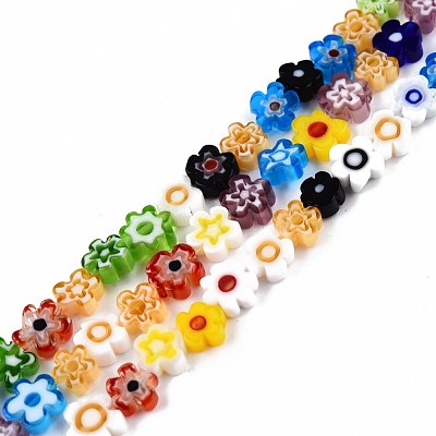 Handmade Millefiori Glass Bead Strands LAMP-N029-017A-08-1