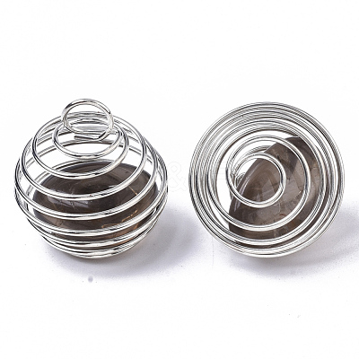 Iron Wrap-around Spiral Bead Cage Pendants IFIN-R239-03P-1