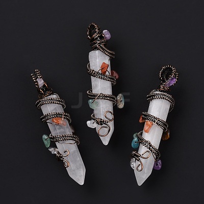 Natural & Synthetic Gemstone Pointed Big Pendants G-H274-05R-1