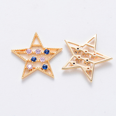 Brass Micro Pave Cubic Zirconia Filigree Joiners KK-T049-062G-NF-1