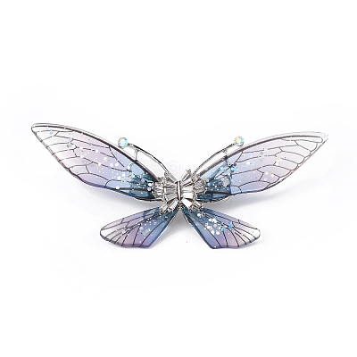 Bling Resin Butterfly Brooch Pin with Crystal Rhinestone JEWB-P016-04P-03-1