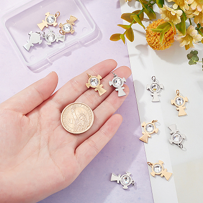 12Pcs 2 Colors 201 Stainless Steel Pendants STAS-DC0006-33-1