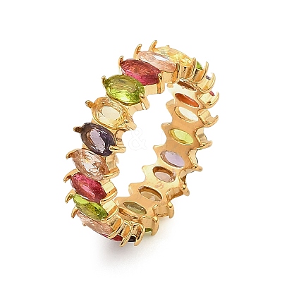 304 Stainless Steel Colorful Cubic Zirconia Finger Rings for Women RJEW-Z143-01G-03-1