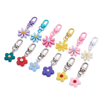 12Pcs 12 Colors Resin/Acrylic Pendants Keychains KEYC-BY0001-01-1