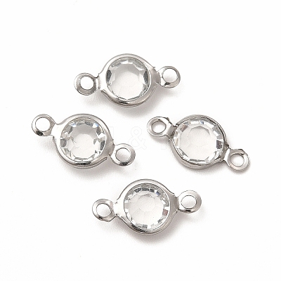 304 Stainless Steel with Glass Connector Charms STAS-G305-08P-03-1