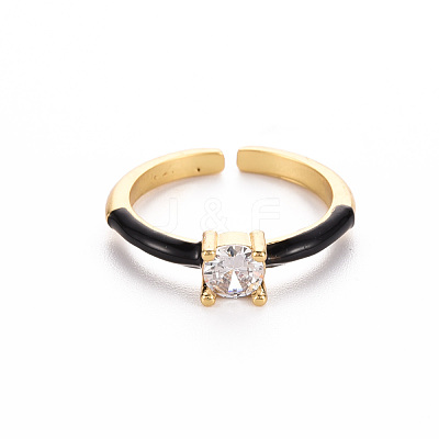 Brass Enamel Cuff Rings RJEW-T016-26B-NF-1
