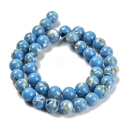 Assembled Synthetic Stone and Trochus Shell Beads Strands G-B128-08D-08-1