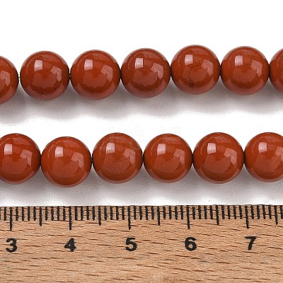 Grade A Natural Red Jasper Bead Strands G-P075-36-8mm-1