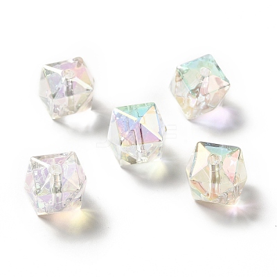 Two Tone UV Plating Rainbow Iridescent Acrylic Beads TACR-D010-02E-1