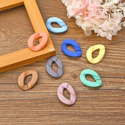 Opaque Spray Painted Acrylic Linking Rings OACR-T024-01-I-1