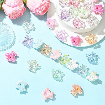 20Pcs 2 Styles Luminous UV Plating Opaque Acrylic Beads MACR-YW0004-73-1