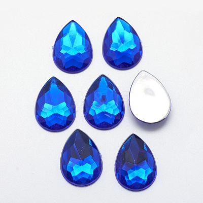 Acrylic Rhinestone Flat Back Cabochons X-GACR-Q010-10x14-03-1