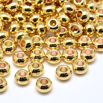 Brass Flat Round Spacer Beads KK-M085-18G-NR-1