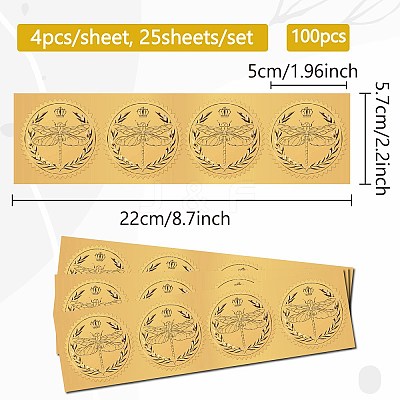 Plastic Self Adhesive Gold Foil Embossed Stickers DIY-WH0575-003-1