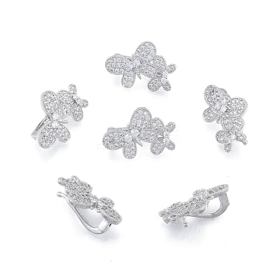 Brass Pave Clear Cubic Zirconia Twister Clasps KK-A165-06P-1