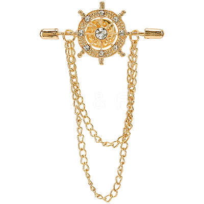 2Pcs Helm Zinc Alloy Hanging Chain Brooches with Crystal Rhinestone FIND-GF0006-83G-1
