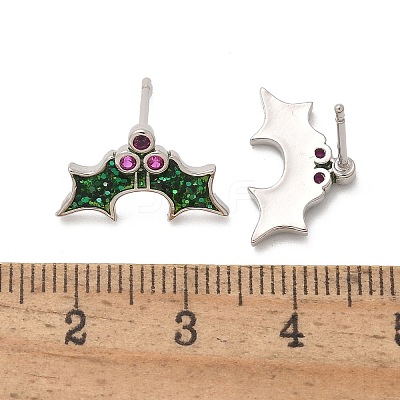 Brass Micro Pave Cubic Zirconia Stud Earrings EJEW-Q015-08P-1