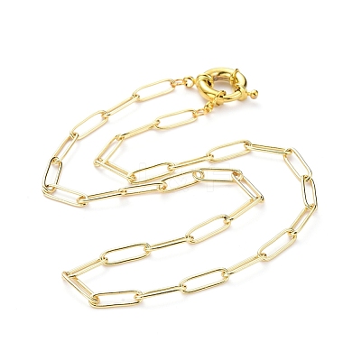 Brass Paperclip Chain NJEW-JN02859-1