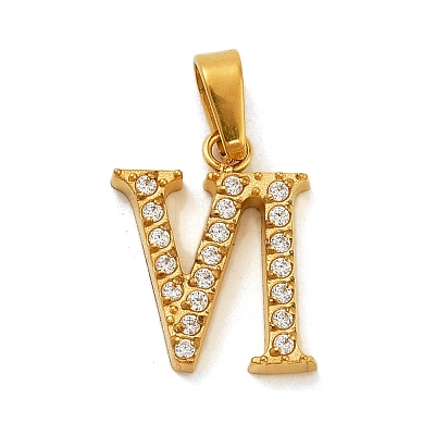 Ion Plating(IP) 304 Stainless Steel Micro Pave Cubic Zirconia Pendants STAS-H228-02G-06-1