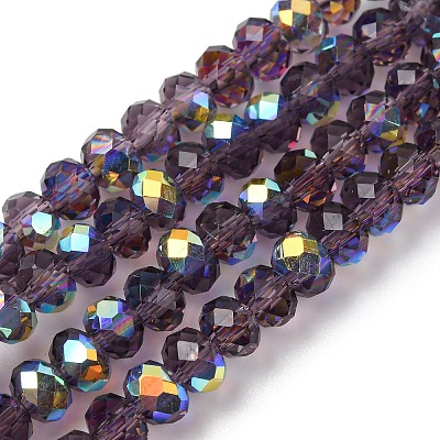 Electroplate Transparent Glass Beads Strands EGLA-A046-01A-11-1