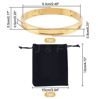 1Pc Stainless Steel Grooved Bangles STAS-UN0042-50A-G-1