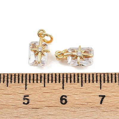 Brass Pave Cubic Zirconia Pendants KK-H078-33G-02-1