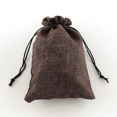 Polyester Imitation Burlap Packing Pouches Drawstring Bags ABAG-R004-14x10cm-10-1