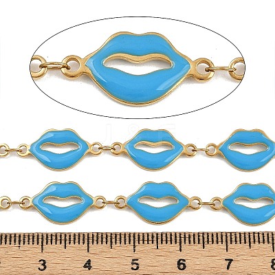 304 Stainless Steel Enamel Lip Link Chains CHS-K023-03G-06-1