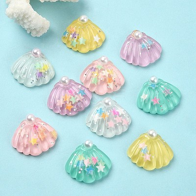 10Pcs 5 Colors Ocean Theme Translucent Resin Cabochons RESI-YW0001-52-1